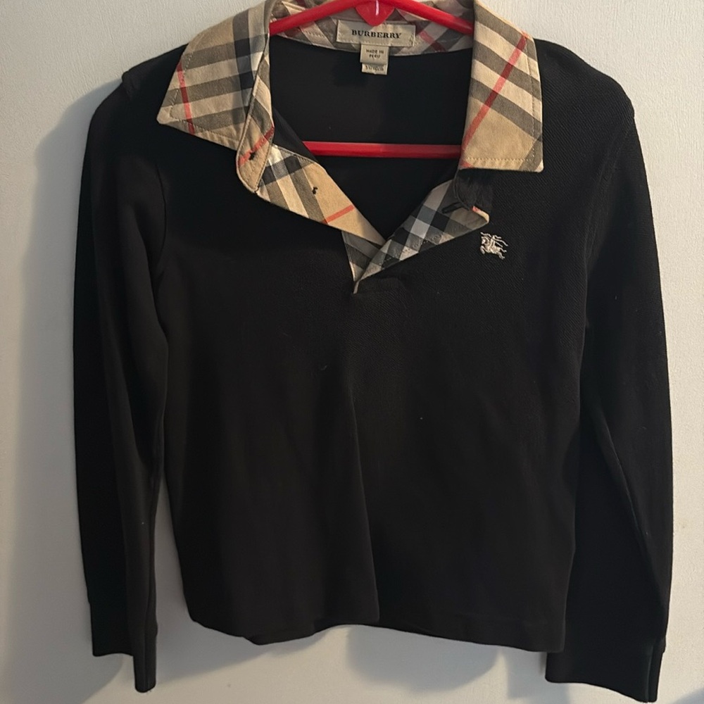 Burberry Black Polo with Check Collar